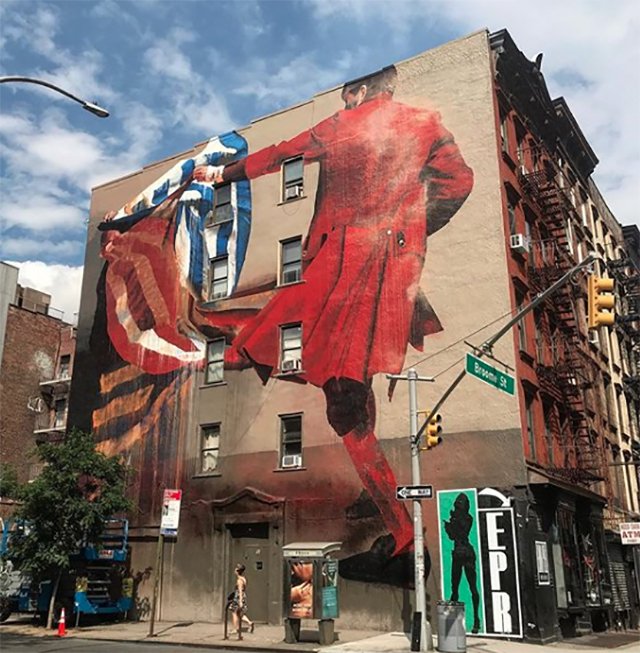 New Conor Harrington mural for on the Lower East Side, at 260 Broome and Allen Streets.