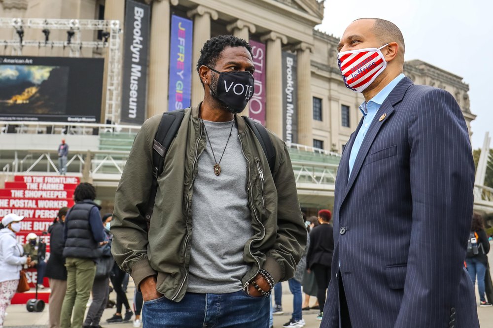 Voters outside Brooklyn Museum, plus Jumaane Williams