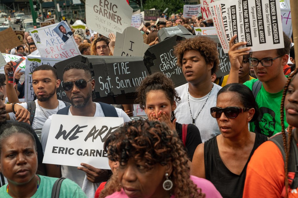 Protesters march on the fifth anniversary of Eric Garner's death<br>