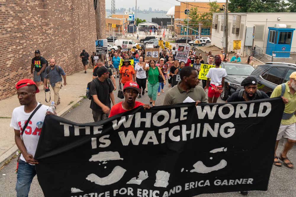 Protesters march on the fifth anniversary of Eric Garner's death<br>