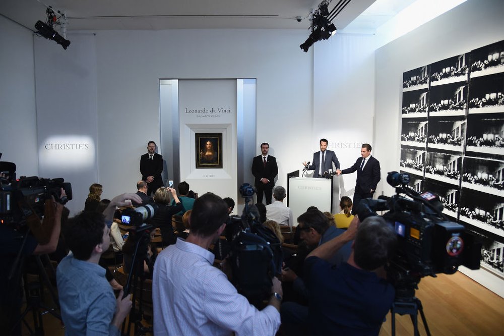 f65031842gettyimages-859766118-jpg.jpeg Christie's unveils Leonardo da Vinci's 'Salvator Mundi' (pictured) with Andy Warhol's 'Sixty Last Suppers' <br>