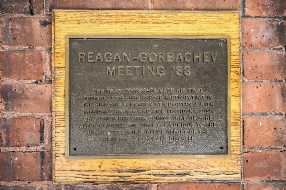f8590c700saimokhtari-2561-jpg.jpeg A plaque for the Regan-Gorbachev meeting outside Colonels Row House 403.<br/>