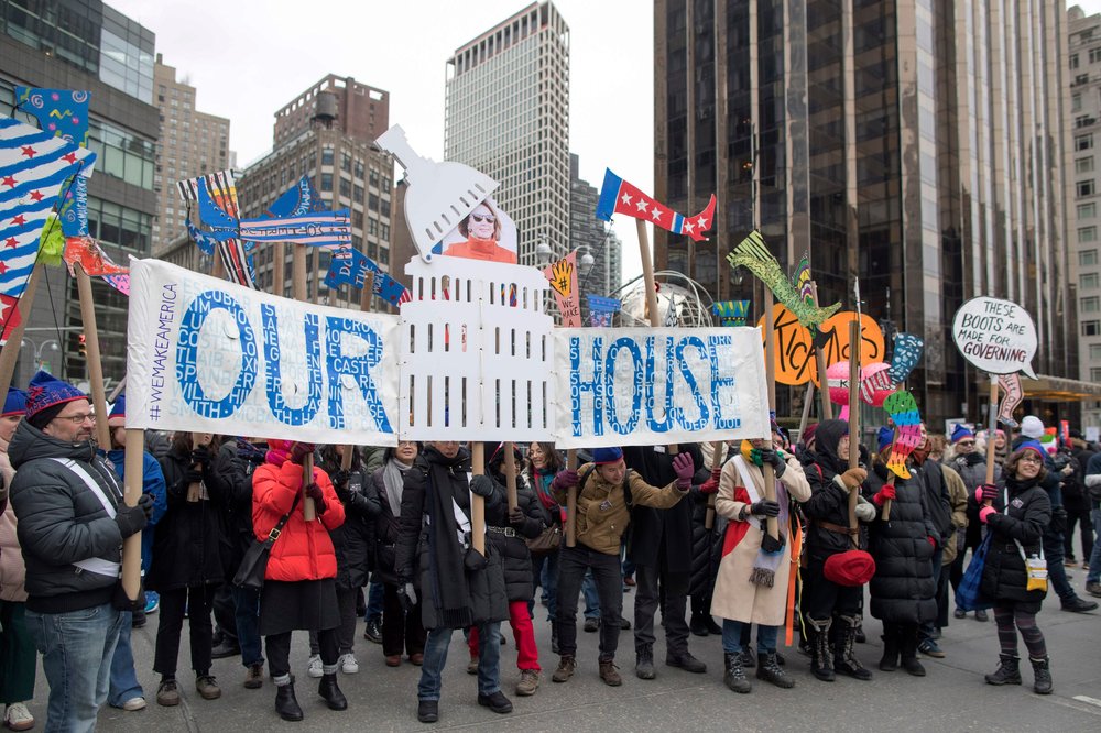 People participating in the NYC Women's March (Mary Altaffer/AP/Shutterstock)