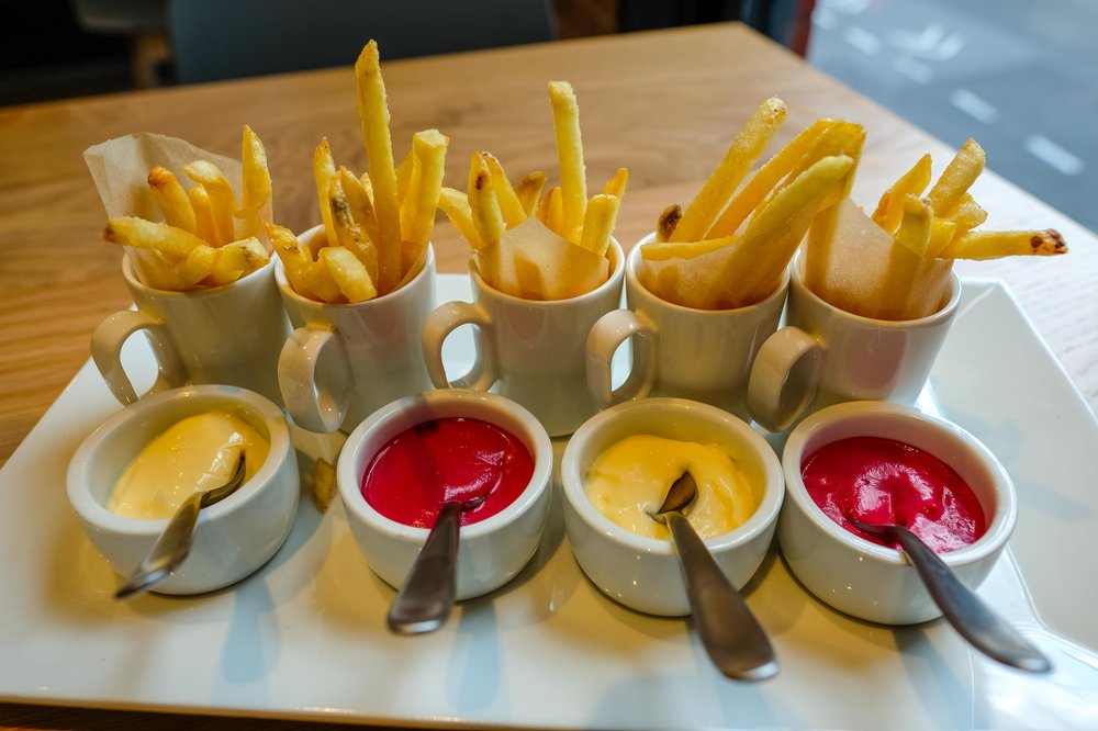 Sample sizes of Truffle Fries with beet ketchup and mayo
