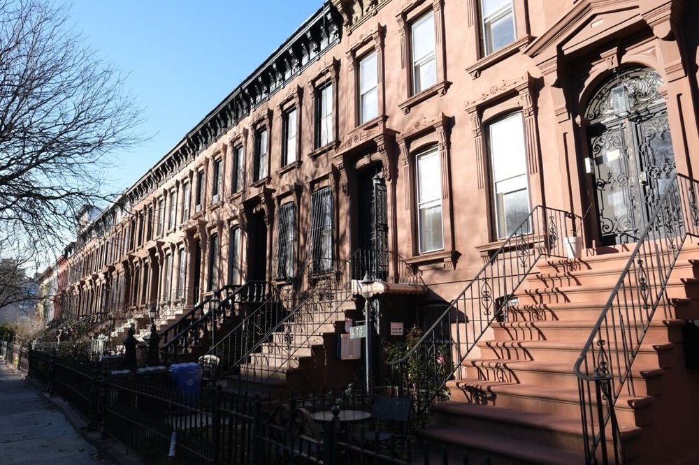 The north side of Willoughby Avenue between Marcy and Nostrand Avenues.