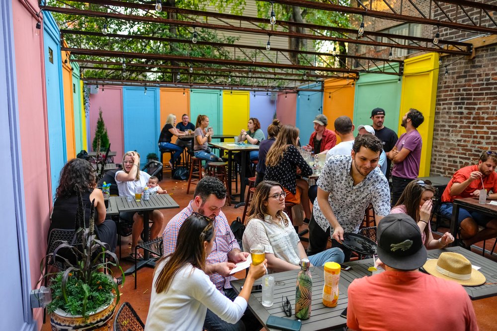 The colorful patio