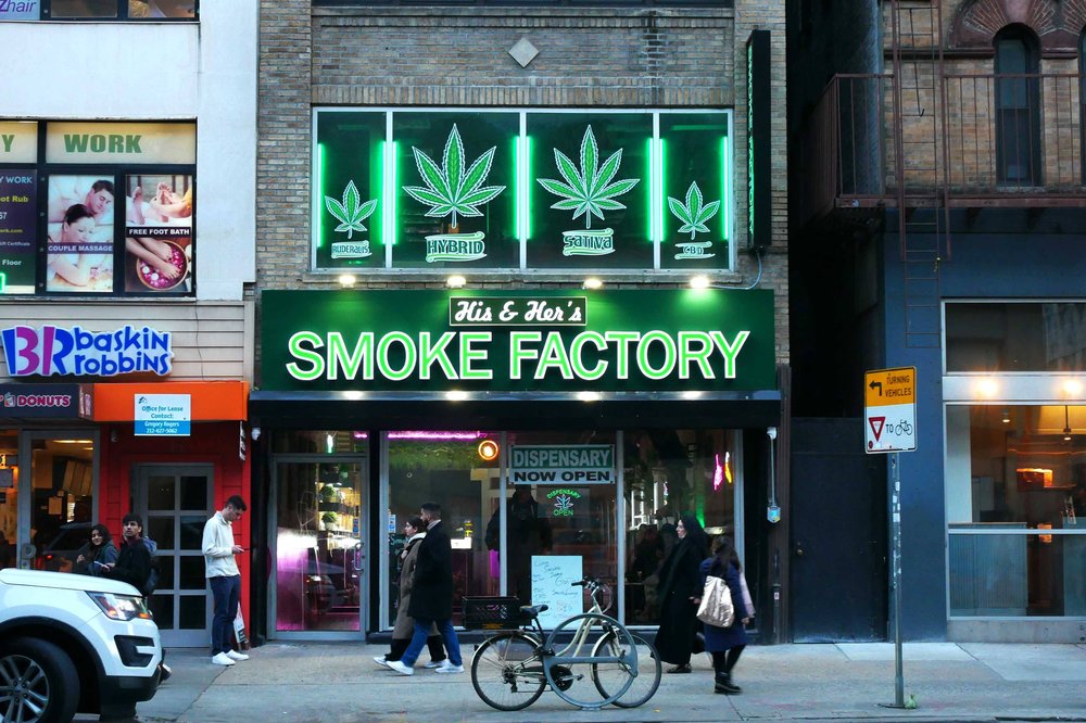 Off-the-books dispensaries continue to appear in New York City, such as at this smoke shop in Chelsea, as the state slowly launches its retail cannabis industry. Picture taken on March 18, 2023.