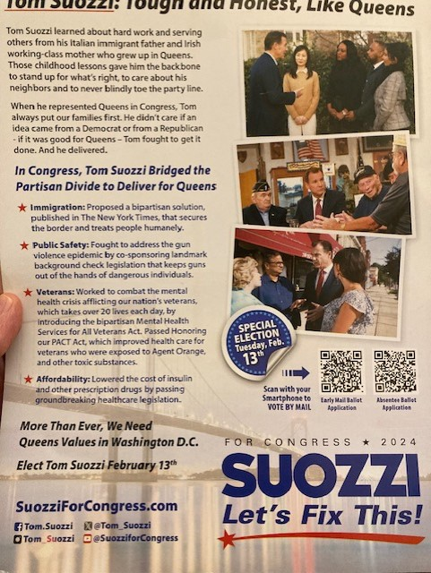 A mailer from the Suozzi campaign.