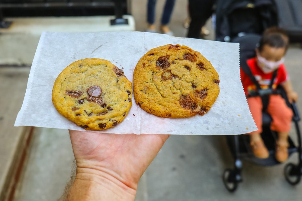 Janie's cookies Half Baked Chocolate Chip Cookie, Coffee Toffee Butternut Cookie ($3.50 each)