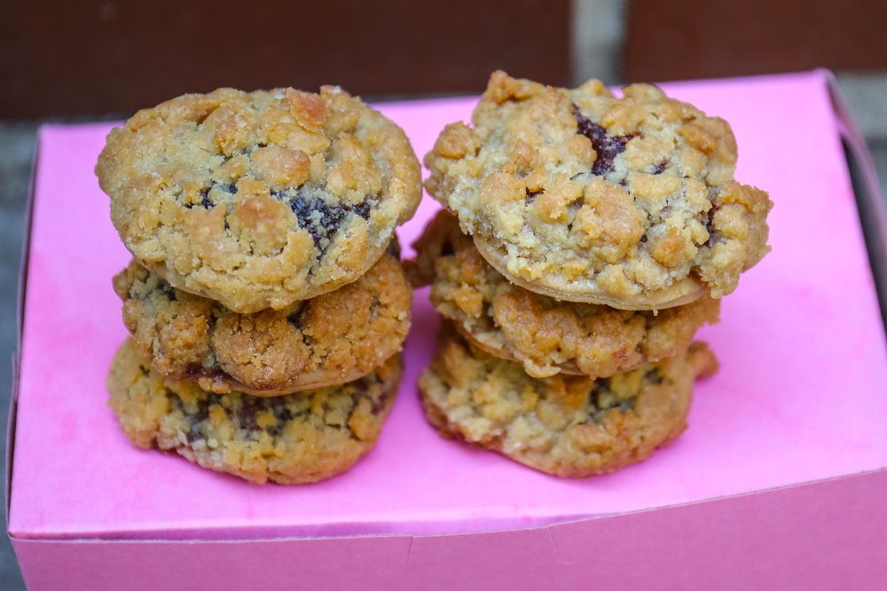 Janie's cookies Peach, Chocolate, Pecan, Strawberry Rhubarb, Three Berry, Apple, and Blueberry Pie Crust Cookies ($2.50 each)