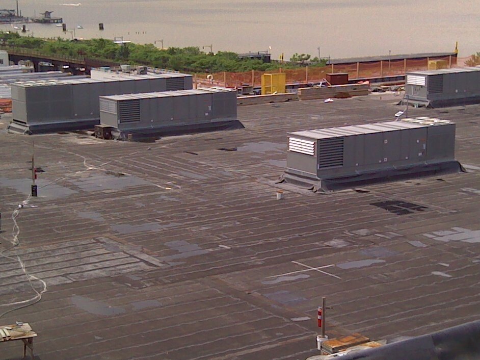 An aerial view of the Javits Center’s old blacktop before it was transformed into a green roof.