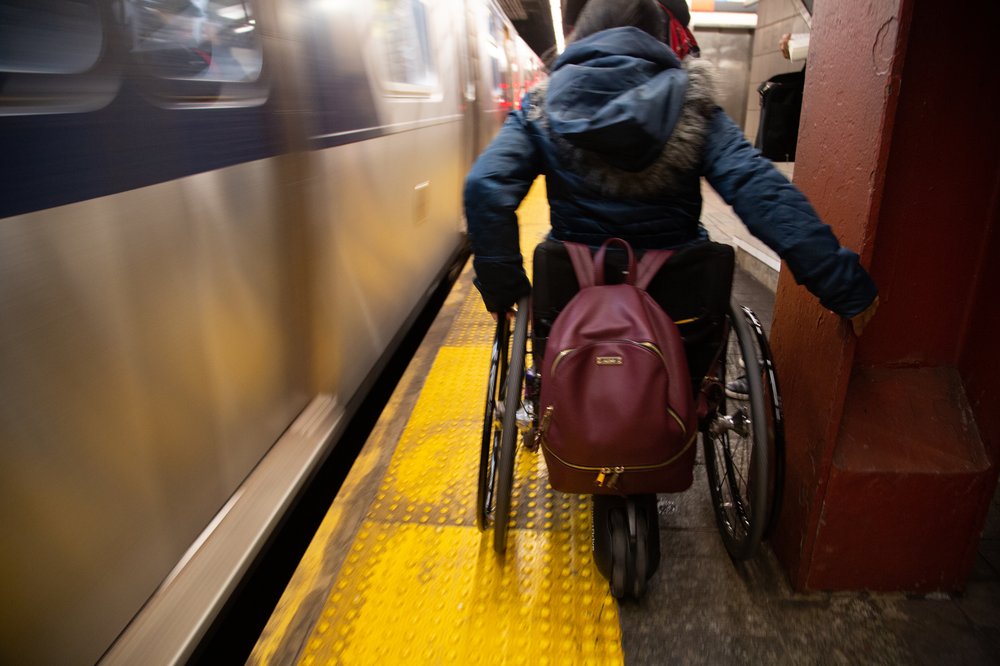 Katherine Valdez uses a wheelchair to commute from her home in Briarwood, Queens, to work in Long Island City.