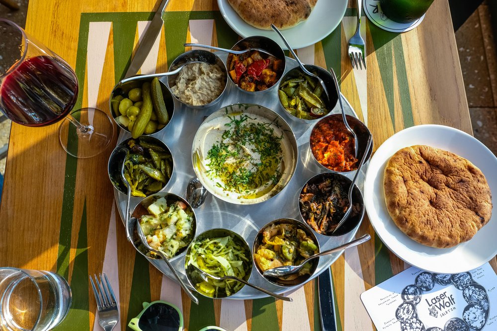 Images of food and decor in a Brooklyn restaurant