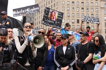 Protesters rally in Foley Square after Layleen Polanco's death in June 2019.