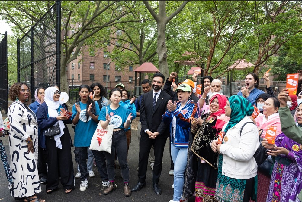 Zohran Mamdani with supporters.