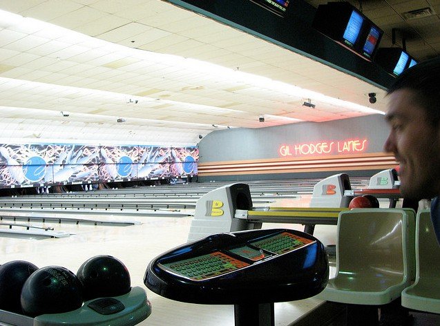 Gil Hodges Lanes: We admit: It's a schlep out to Mill Basin, Brooklyn. But once you're out there, Gil Hodges makes it worth your while, with $15 buckets of five beers and glow-in-the-dark bowling with music, games, and prizes. The decor is tacky-chic, with New York City-themed murals and well-worn plastic seats, and most everyone is a friendly regular. We recommend a weeknight trek for "Two Fer Tuesdays" where everything from games to booze to food at the RMR Cafe is buy two, get one free.Gil Hodges Lanes [6161 Strickland Avenue, Brooklyn; 718-763-3333] // Q to Kings Highway then B 100 bus to Ave U // Sunday - Thursday: $6/game per person, Friday & Saturday: $8/game per person; $4.25/shoes