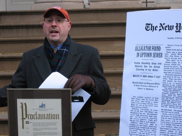 At the Alligators in the Sewer Day press conference in 2010.