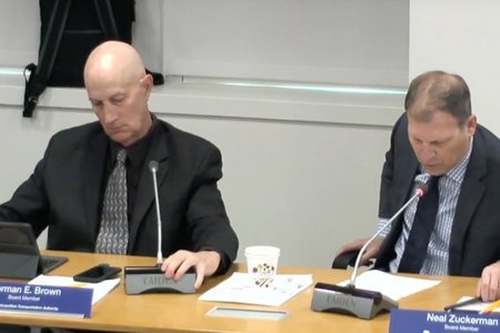 Boardmembers Norman Brown and Neil Zuckerman at a recent MTA meeting
