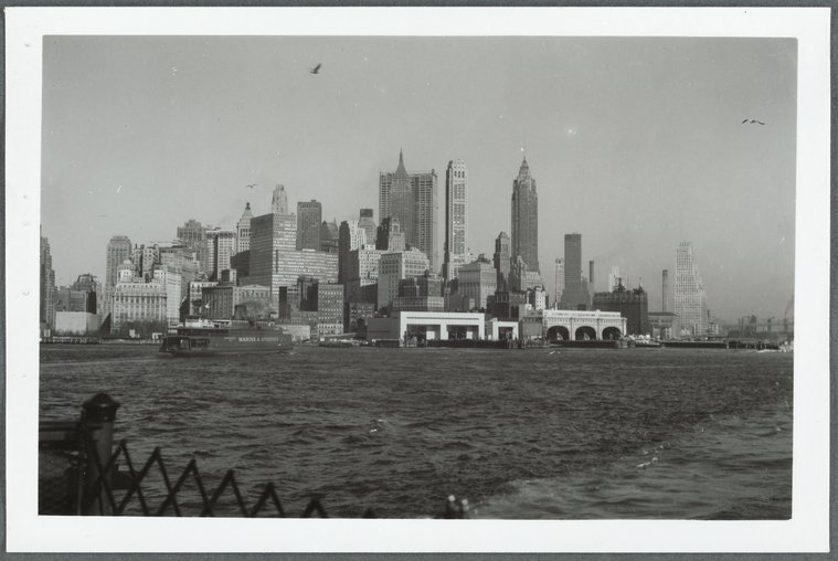 View of Manhattan from the Staten Island Ferry. 1960