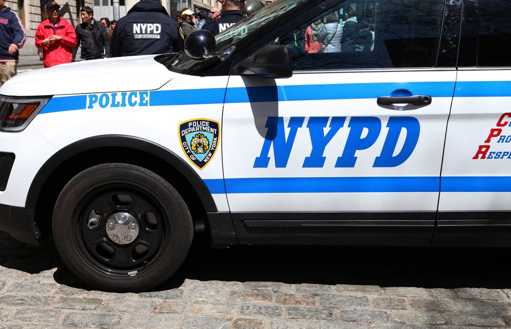 A photo of front left of an NYPD SUV