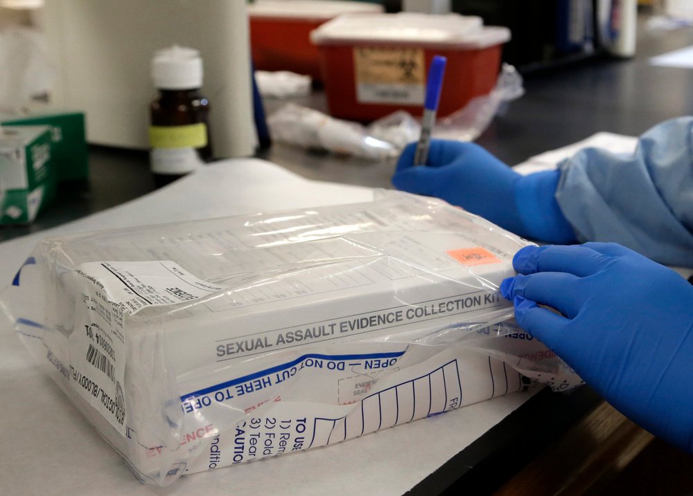 This is a photo of a rape kit in a lab.