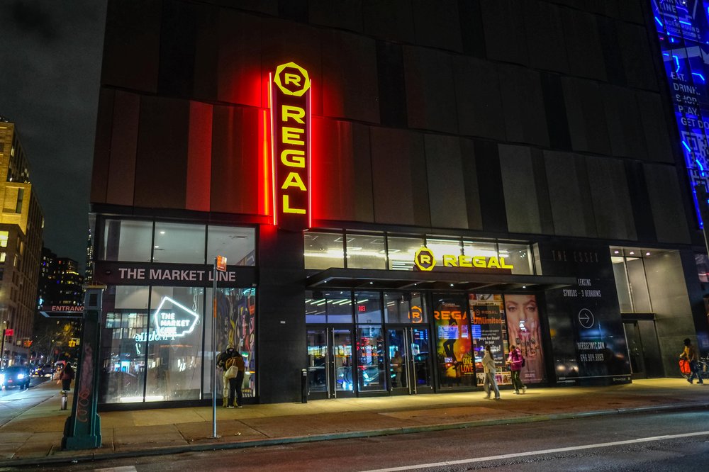 The exterior of a Regal movie theater