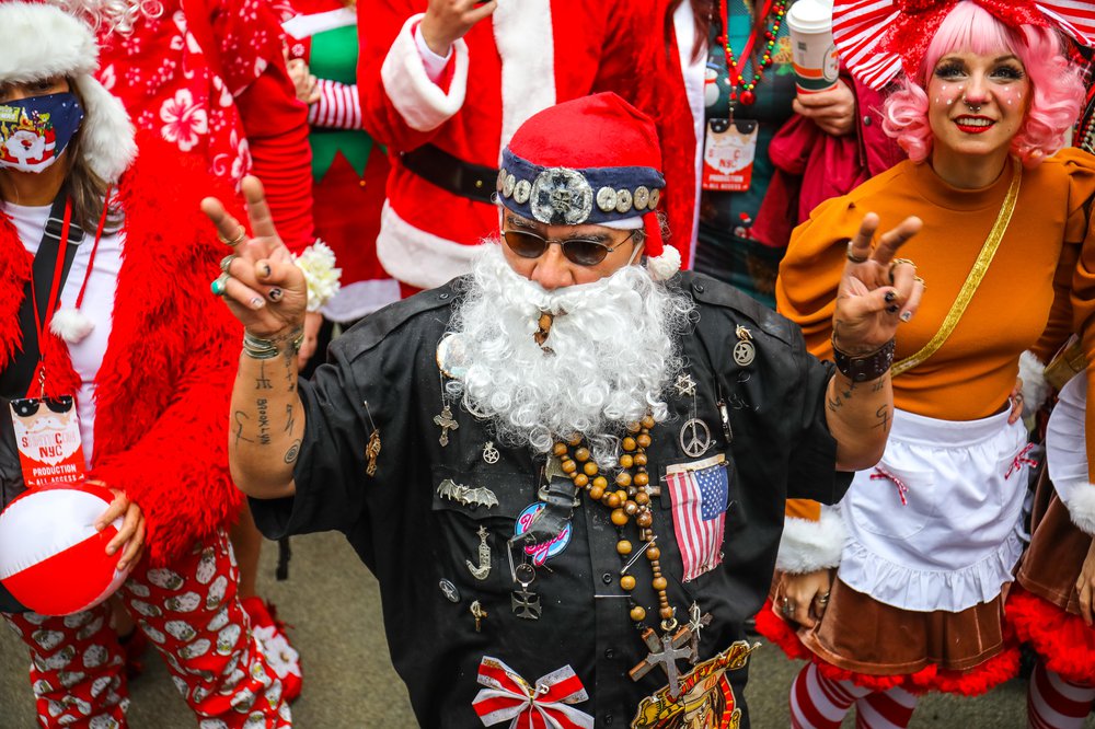 A photo of SantaCon revelers in Manhattan