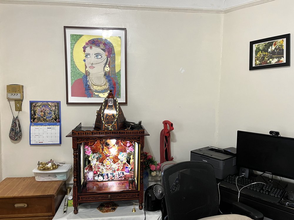 A shrine in the home of the Santos family, who are facing eviction. “Our faith keeps us strong to go on with the struggles we’re in,” said Shanti Santos.