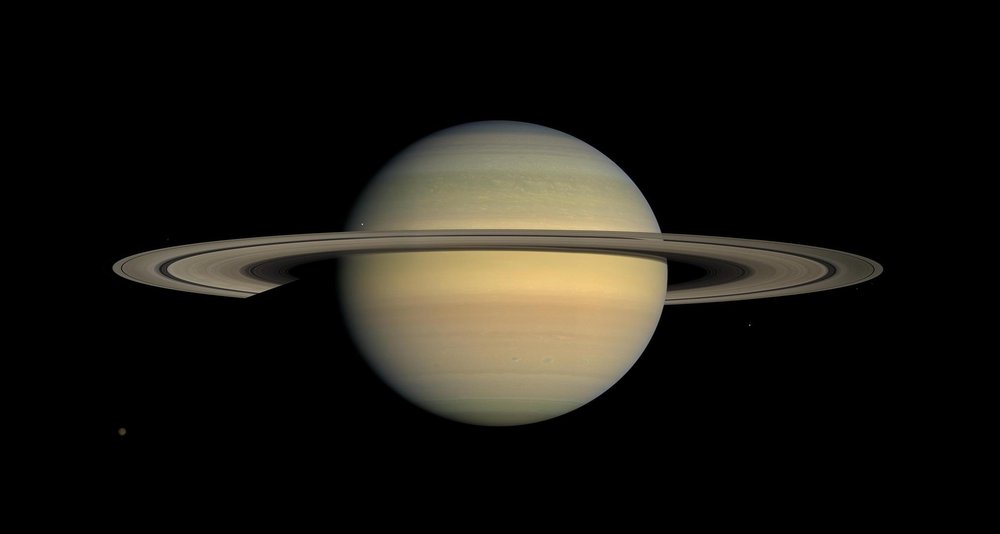 Saturn and its rings captured by the Cassini-Huygens spacecraft