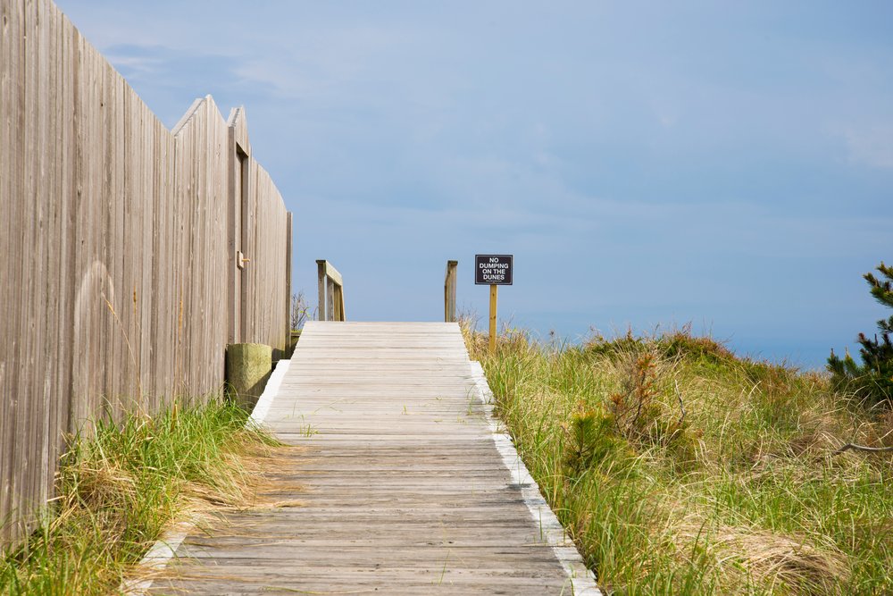 A sign on the beach