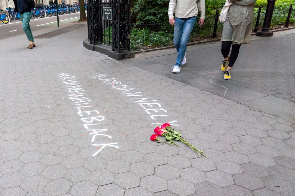 Protesters gather for a "Justice for Jordan Neely" rally calling for the man who used the chokehold on Neely to be apprehended in Washington Square Park on May 05, 2023 in New York City.