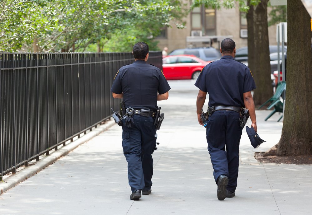 NYPD officers walk their beat in NYC.