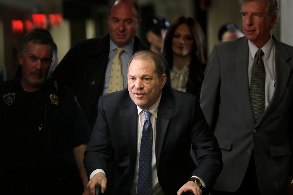 A photo of Harvey Weinstein in court this week