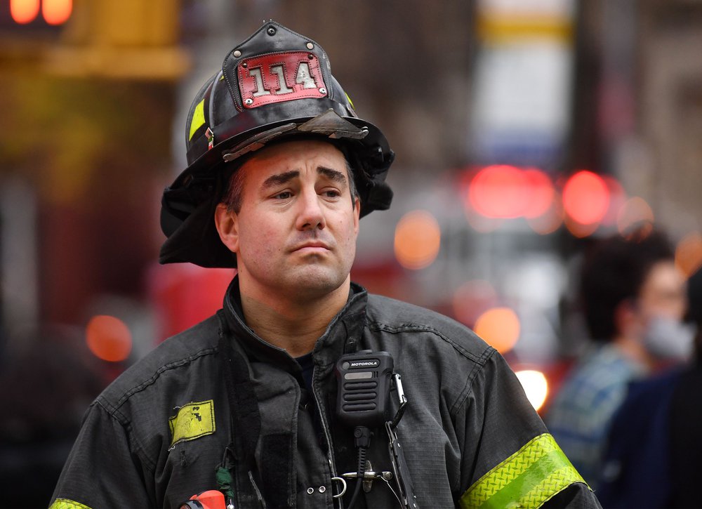 shutterstock_editorial_11184312m.jpg A NYFD fireman stands in front of the historic Middle Collegiate Church which was destroyed in a 6 alarm fire, in the East Village early on Saturday morning in New York City.