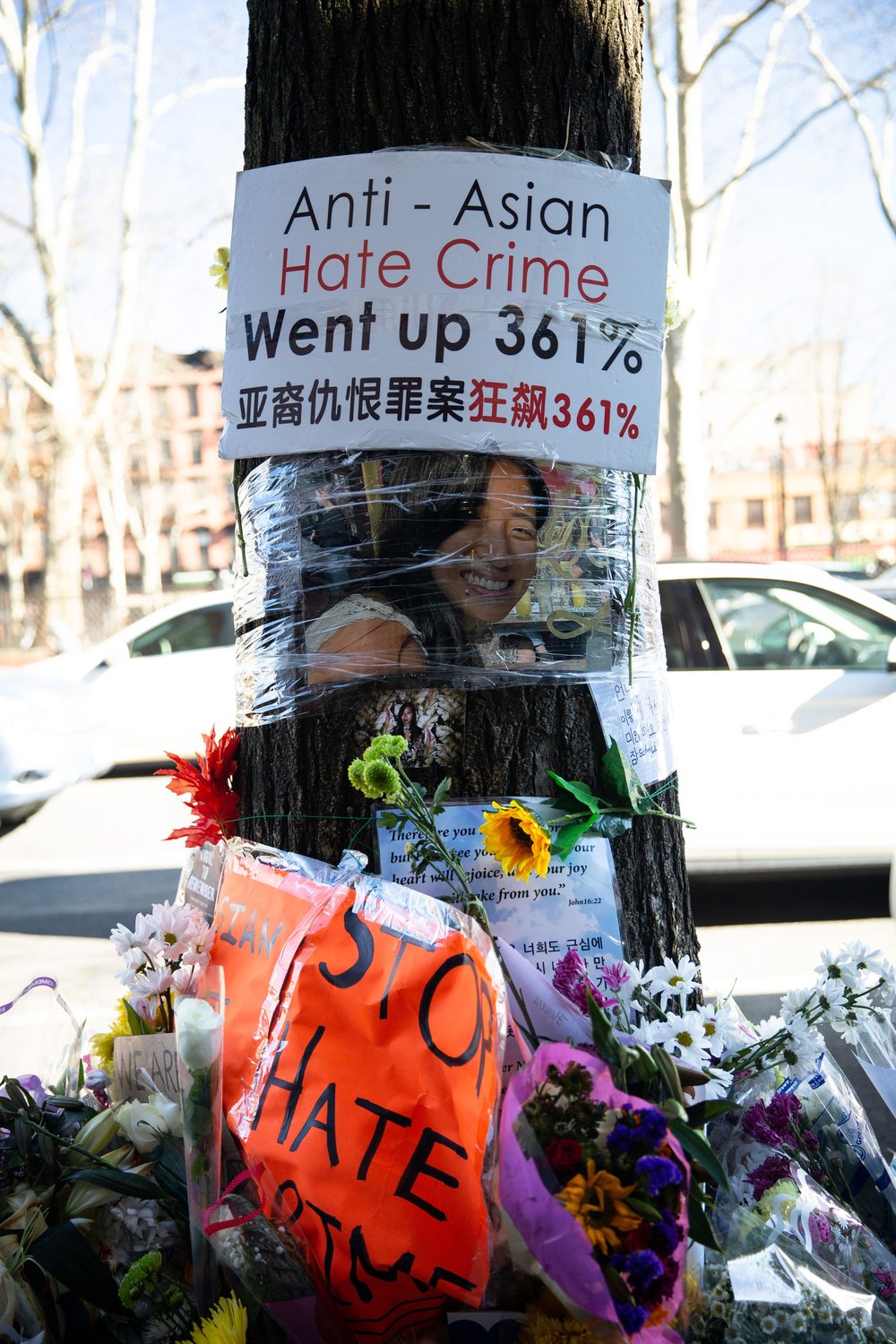 Memorial for Christina Yuna Lee, who was fatally attacked in her Manhattan Chinatown apartment.