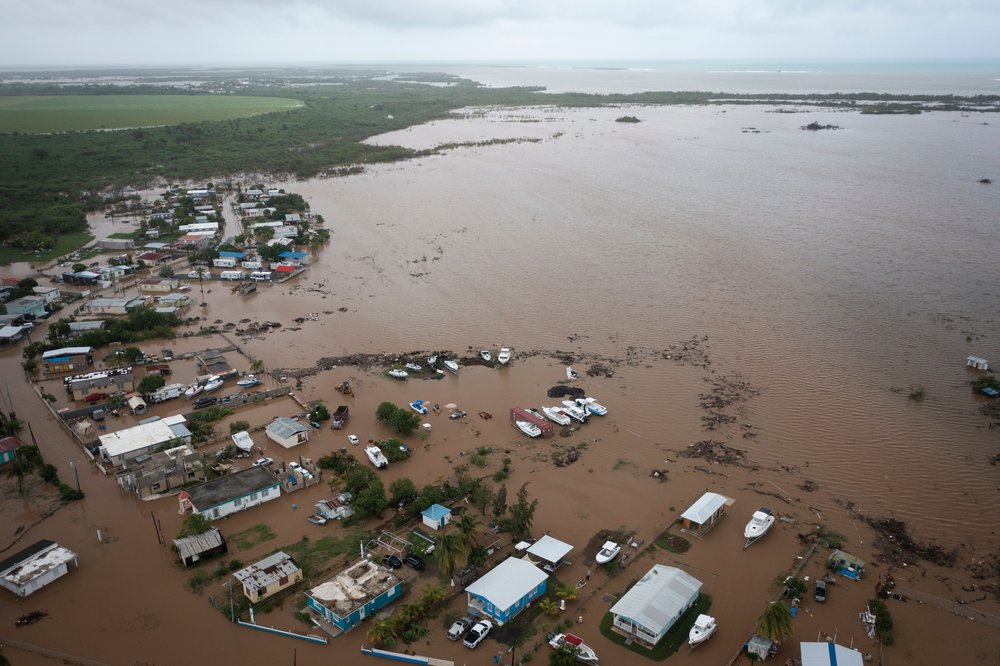 Homes are flooded on Salinas Beach after the passing of Hurricane Fiona in Salinas, Puerto Rico