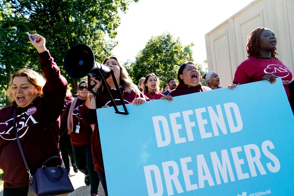 eople rally outside the Capitol in support of the Deferred Action for Childhood Arrivals (DACA), during a demonstration on Capitol Hill in Washington