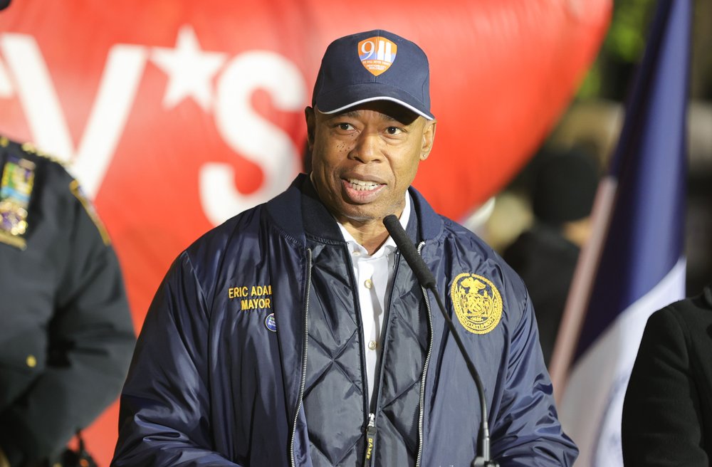 New York City Mayor Eric Adams during at a press conference on the eve of the 96th annual Macy's Thanksgiving Day parade. The mayor's obsession with killing rats has inspired some policies that take effect next year.