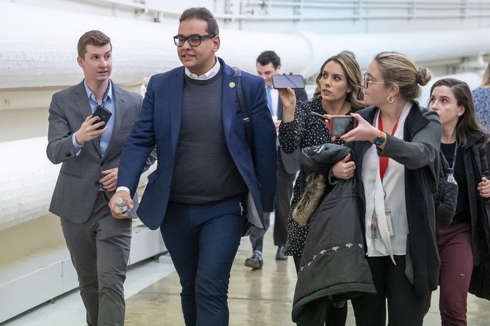 Rep. George Santos, R-NY walks down the hallway of the U.S. Capitol in Washington, D.C. on Jan. 31.