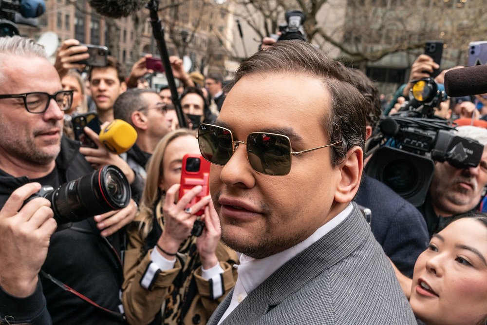 Congressman George Santos attends a pro-Trump rally at New York criminal court during an appearance by Former President Donald Trump last month.