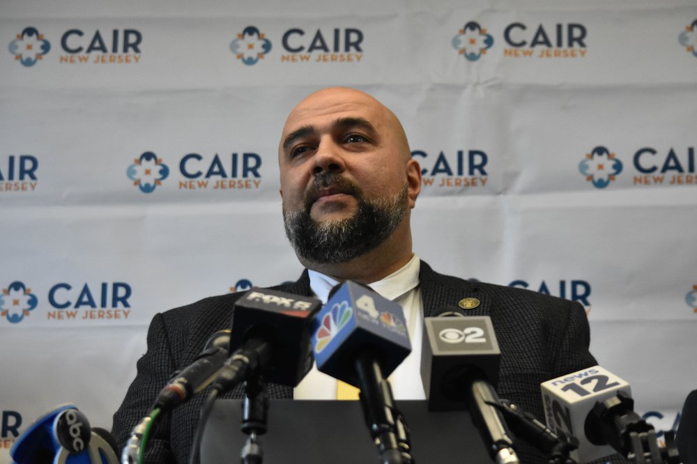 Prospect Park Mayor Mohamed Khairullah speaks at a news conference after being disinvited from an Eid event at the White House earlier this year.