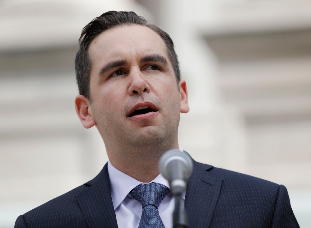 Steve Fulop at a 2016 press conference where Phil Murphy's first run for New Jersey governor was announced. Fulop says he won't run for Jersey City mayor again in 2025, which may signal an intention to run for governor that year.