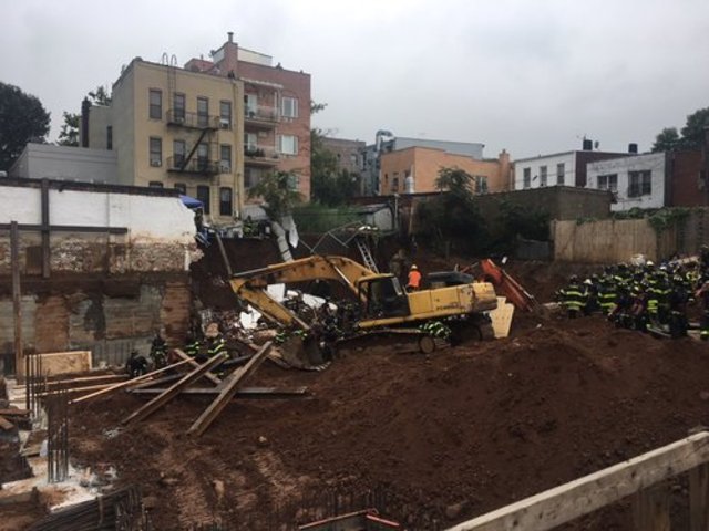 The site of the wall collapse at 714 39th Street in Brooklyn