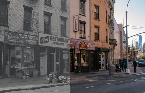 Grand St and East Broadway then and now