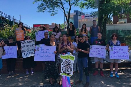 A rally in support of two trans women of color who were attacked in Jackson Heights this weekend