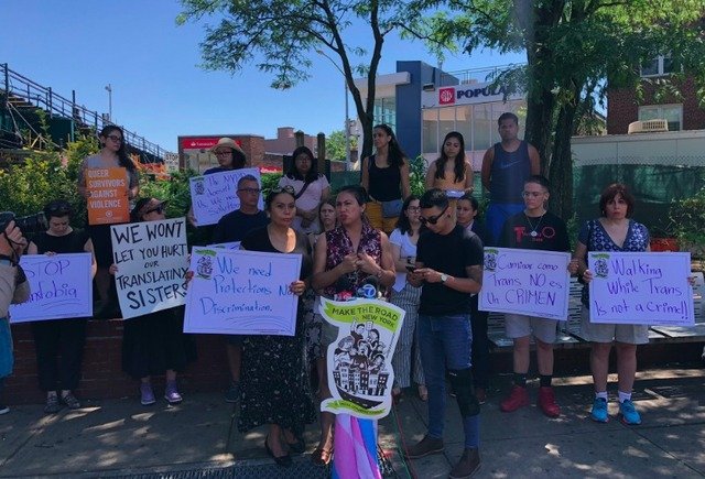 A rally in support of two trans women of color who were attacked in Jackson Heights this weekend