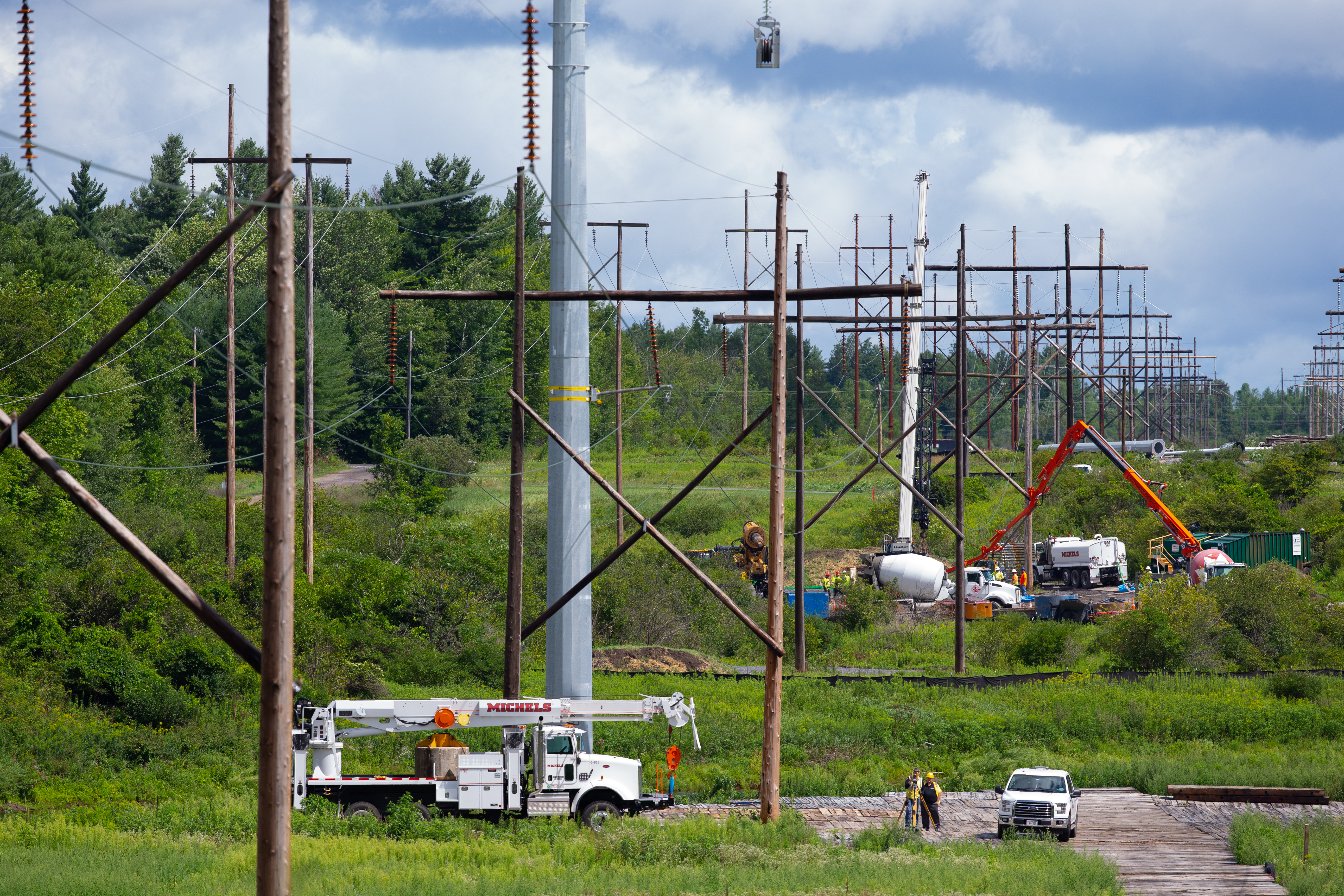 Power lines in a rural area.