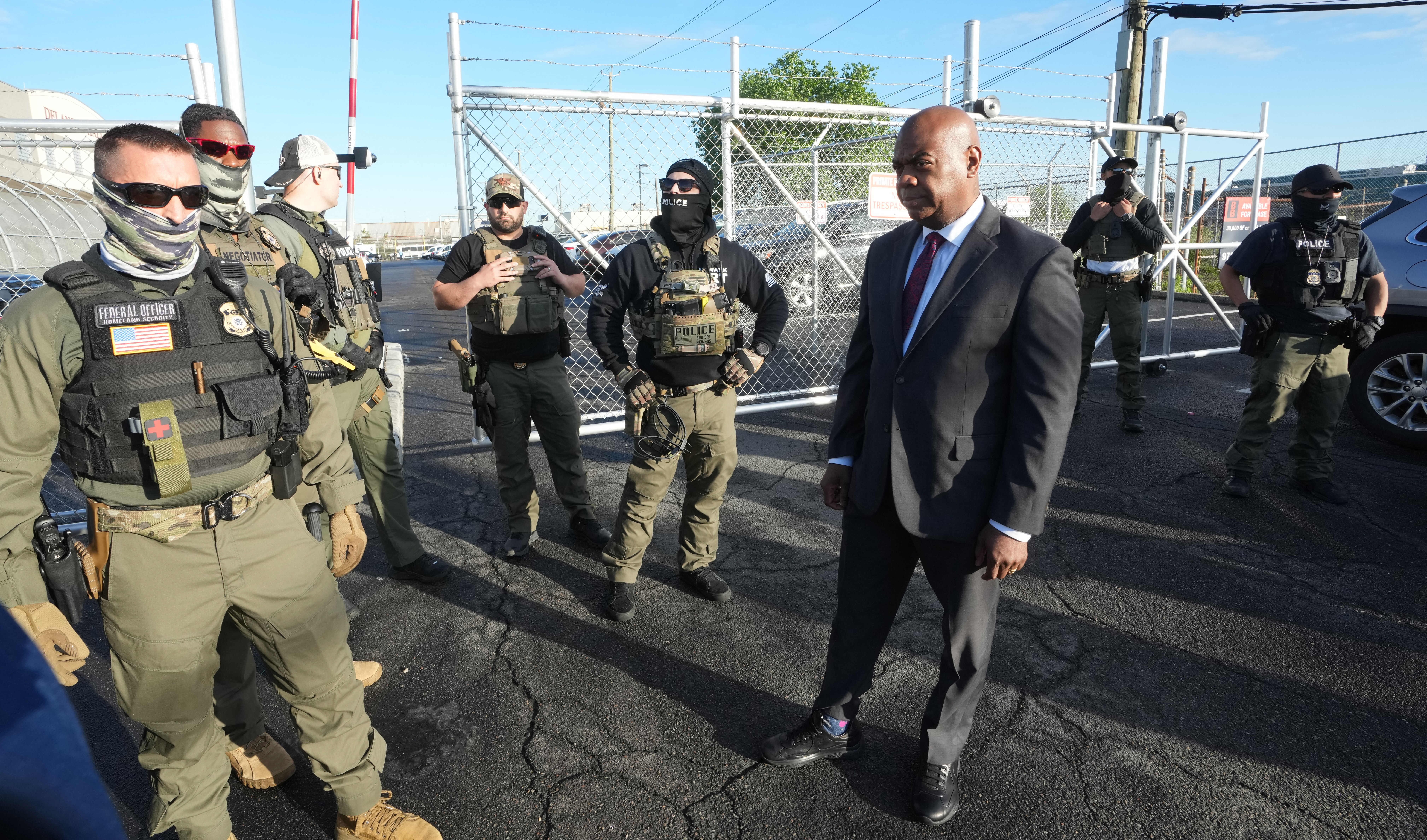 A photo of Newark Mayor Ras Baraka at an ICE facility
