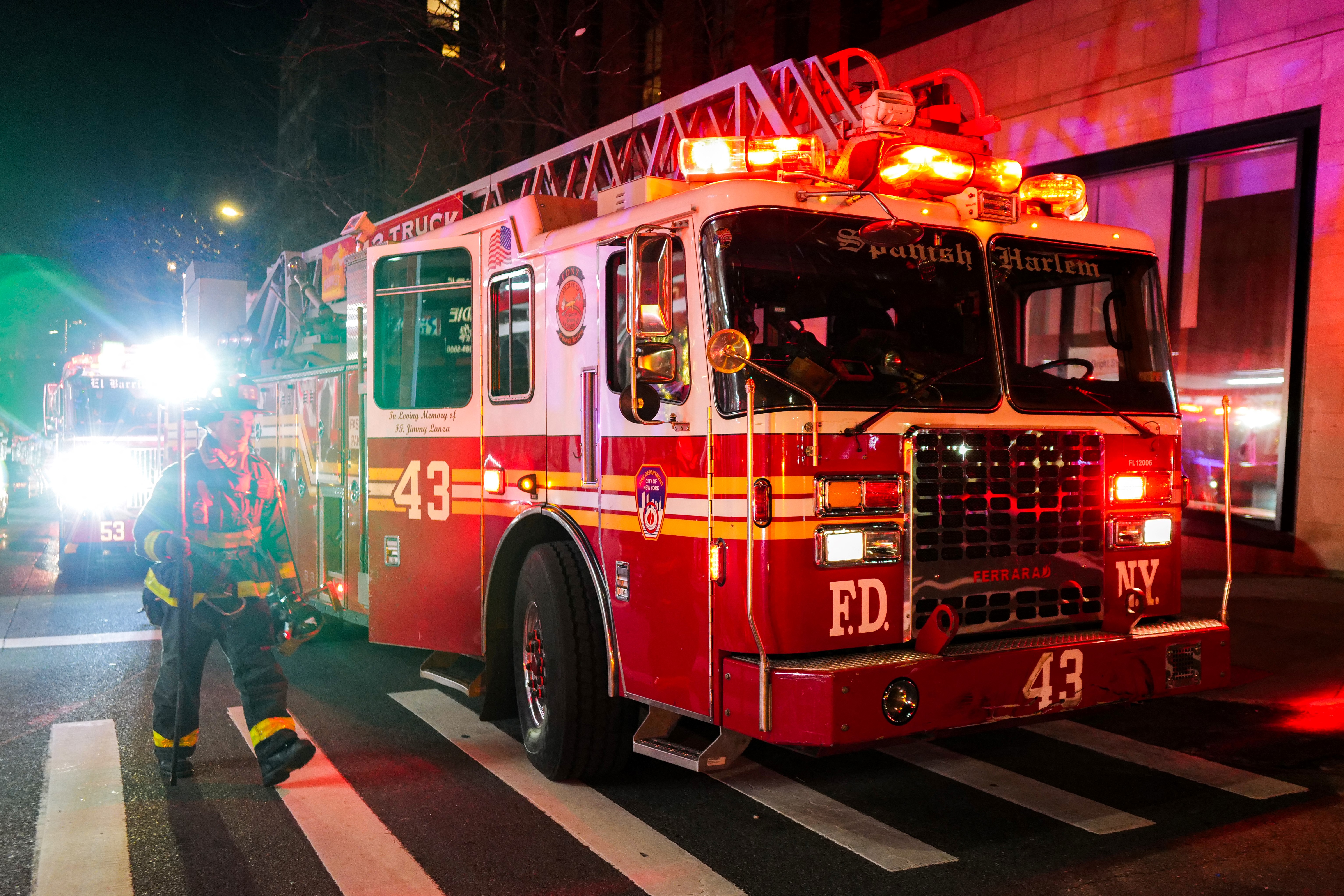 A stock image of firefighters