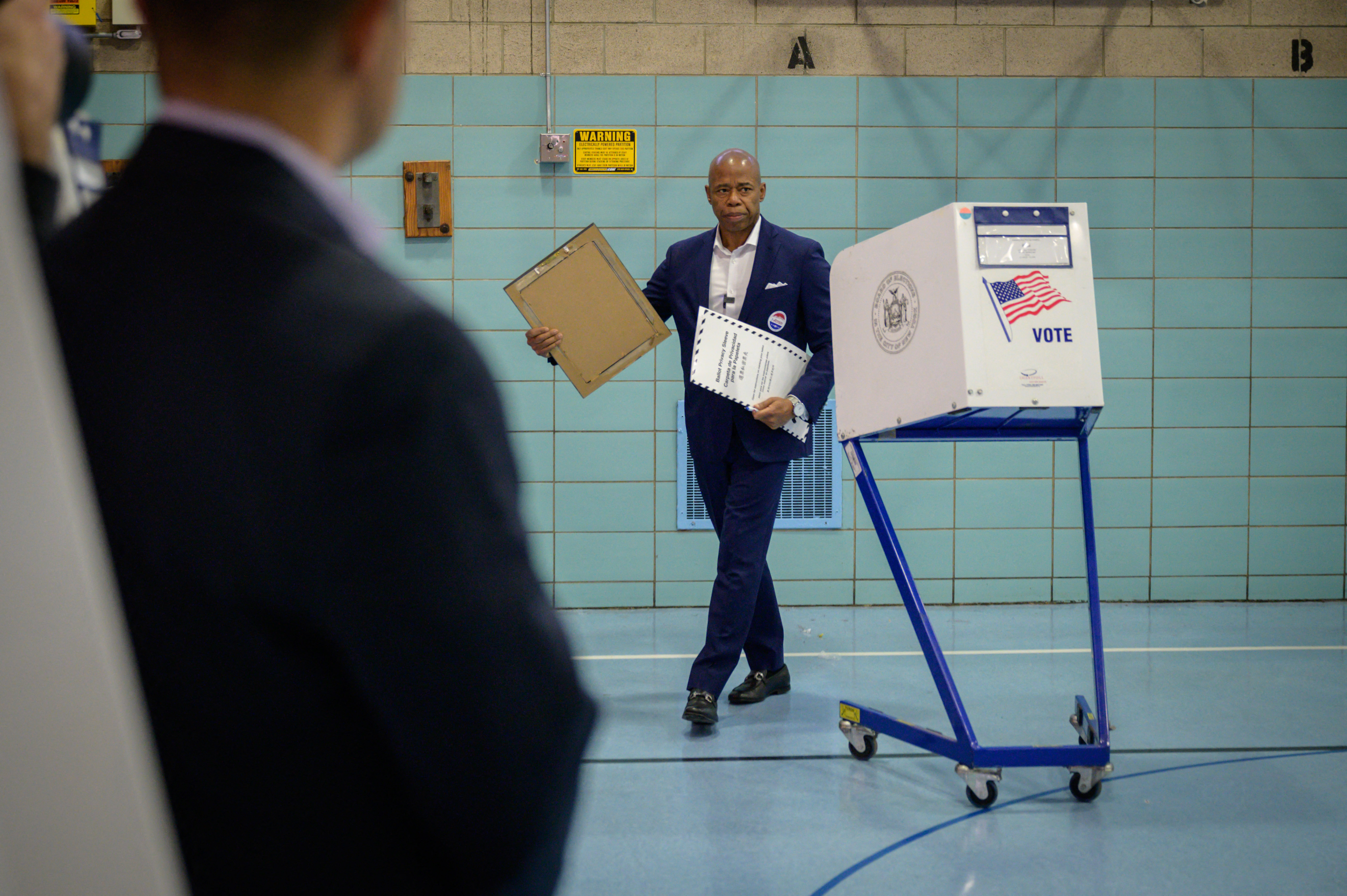 Then-candidate Eric Adams votes during the 2021 mayoral election in New York City on Nov. 2, 2021.